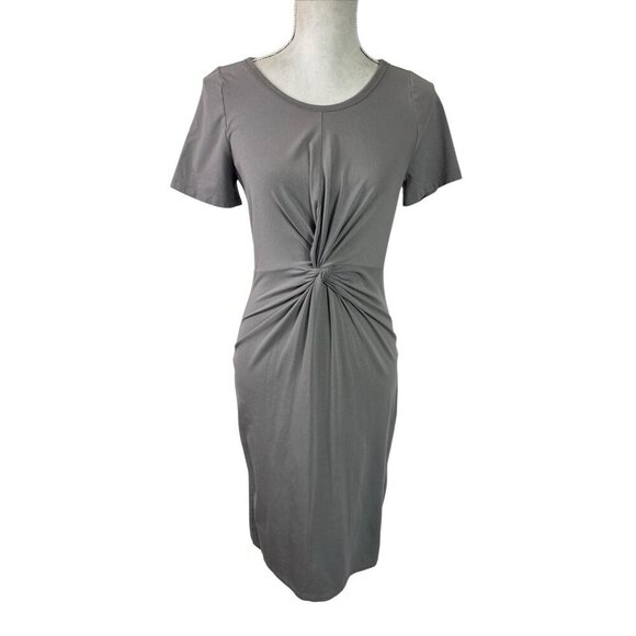 Sundance Women's S Twist Front Stretch Jersey Dress SS Gray EUC - Picture 1 of 8